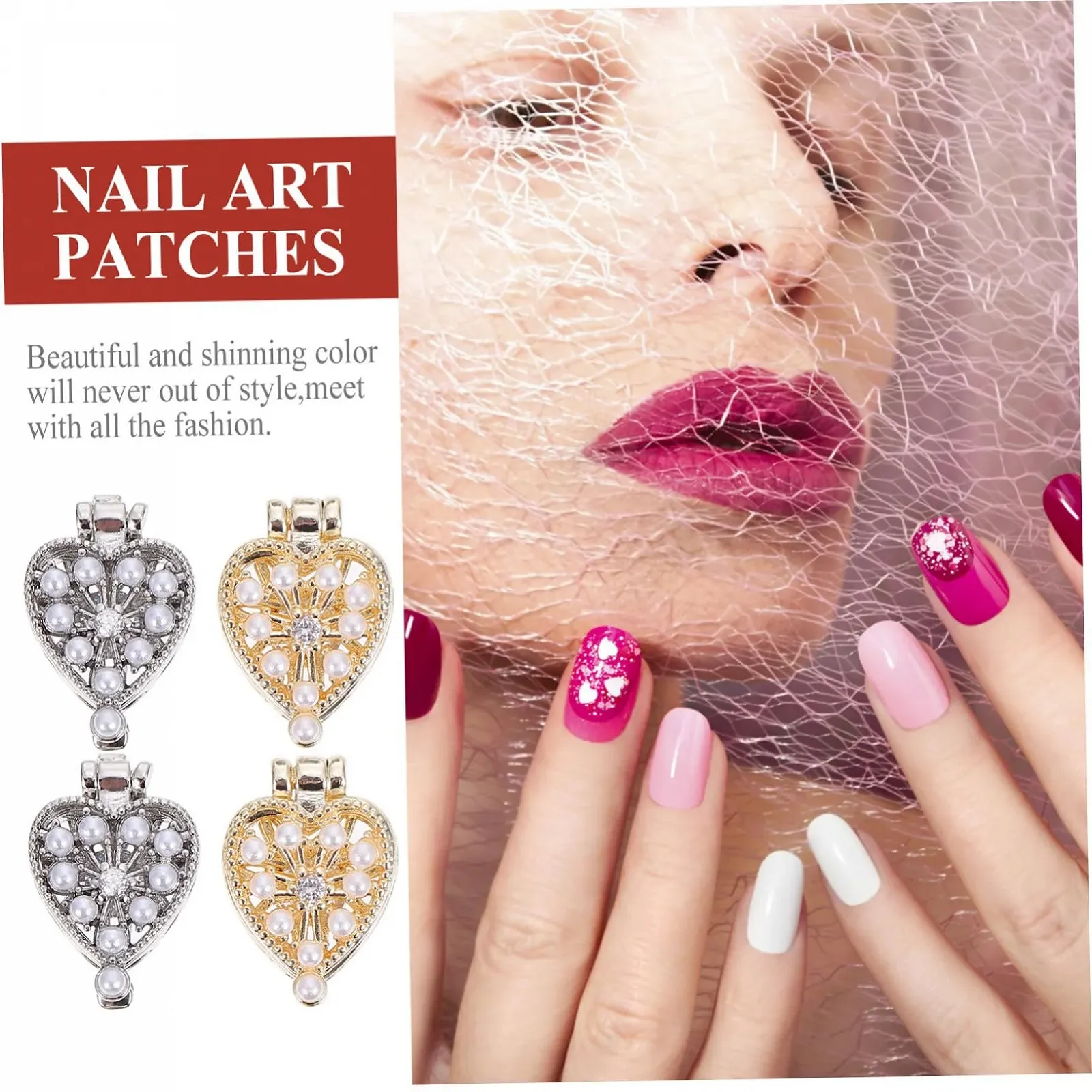 Стрази для нігтів Прикраса для нігтів Серце (4 шт.), фото №8