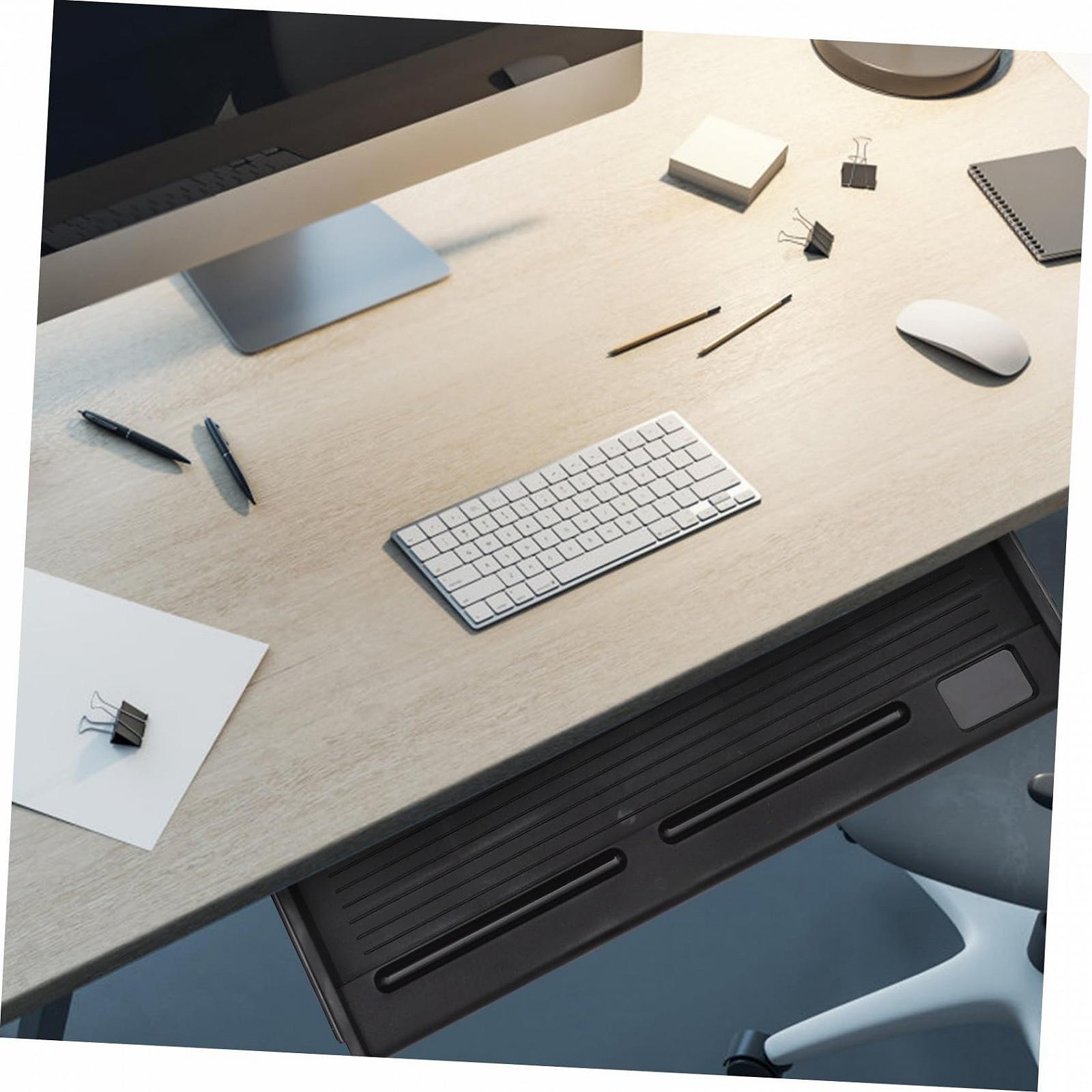Выдвижной ящик для клавиатуры под стол Прочный ящик для клавиатуры со скользящей рейкой, экономящий пространство, эргономичный для офиса и домашнего офиса Черный, фото №2