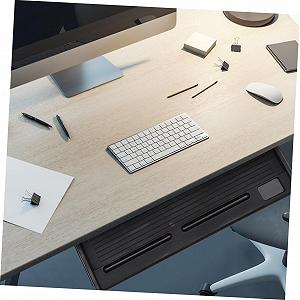 Выдвижной ящик для клавиатуры под стол Прочный ящик для клавиатуры со скользящей рейкой, экономящий пространство, эргономичный для офиса и домашнего офиса Черный synthetic.ua - Фото 1