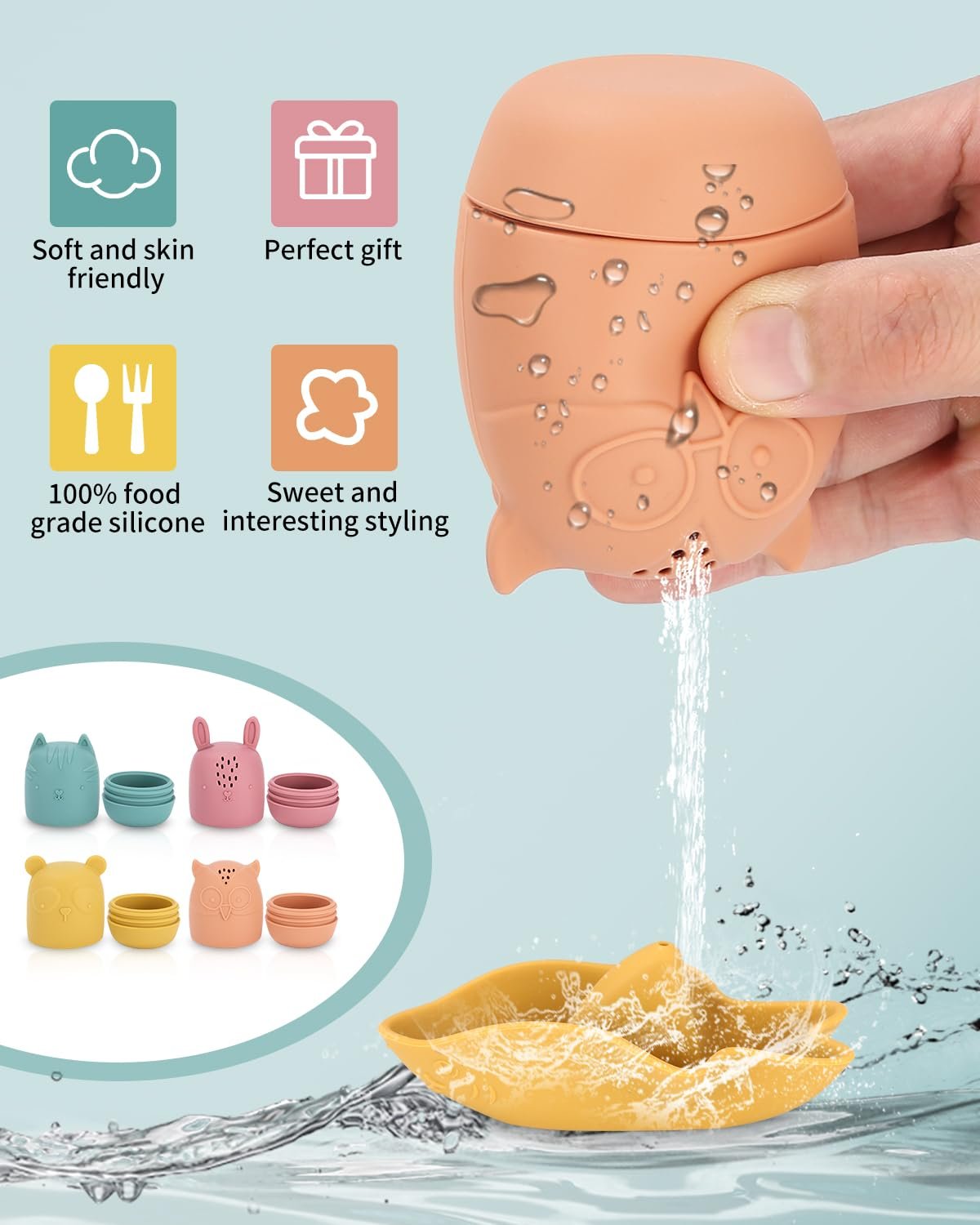 Іграшка для ванни Набір з 7 силіконових тварин, фото №3