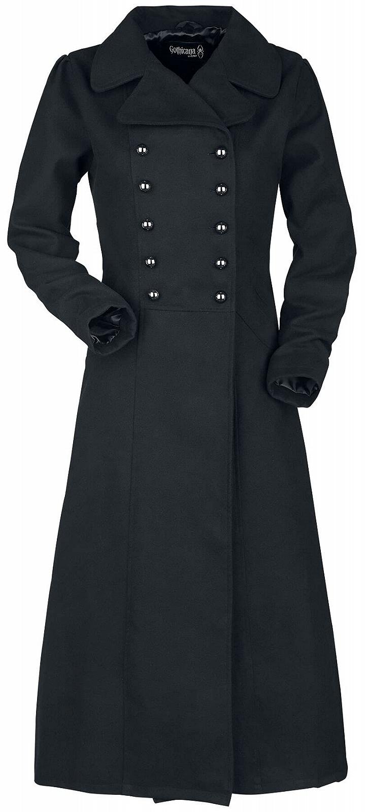 Пальто Gothicana by EMP Довге У стилі мілітарі Двобортне Чорне, фото №1 Пальто Gothicana by EMP Довге У стилі мілітарі Двобортне Чорне, фото №1