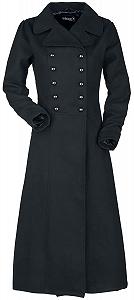 Пальто Gothicana by EMP Довге У стилі мілітарі Двобортне Чорне - Фото 1