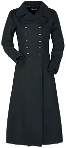 Пальто Gothicana by EMP Длинное В стиле милитари Двубортное Черное - Фото 1