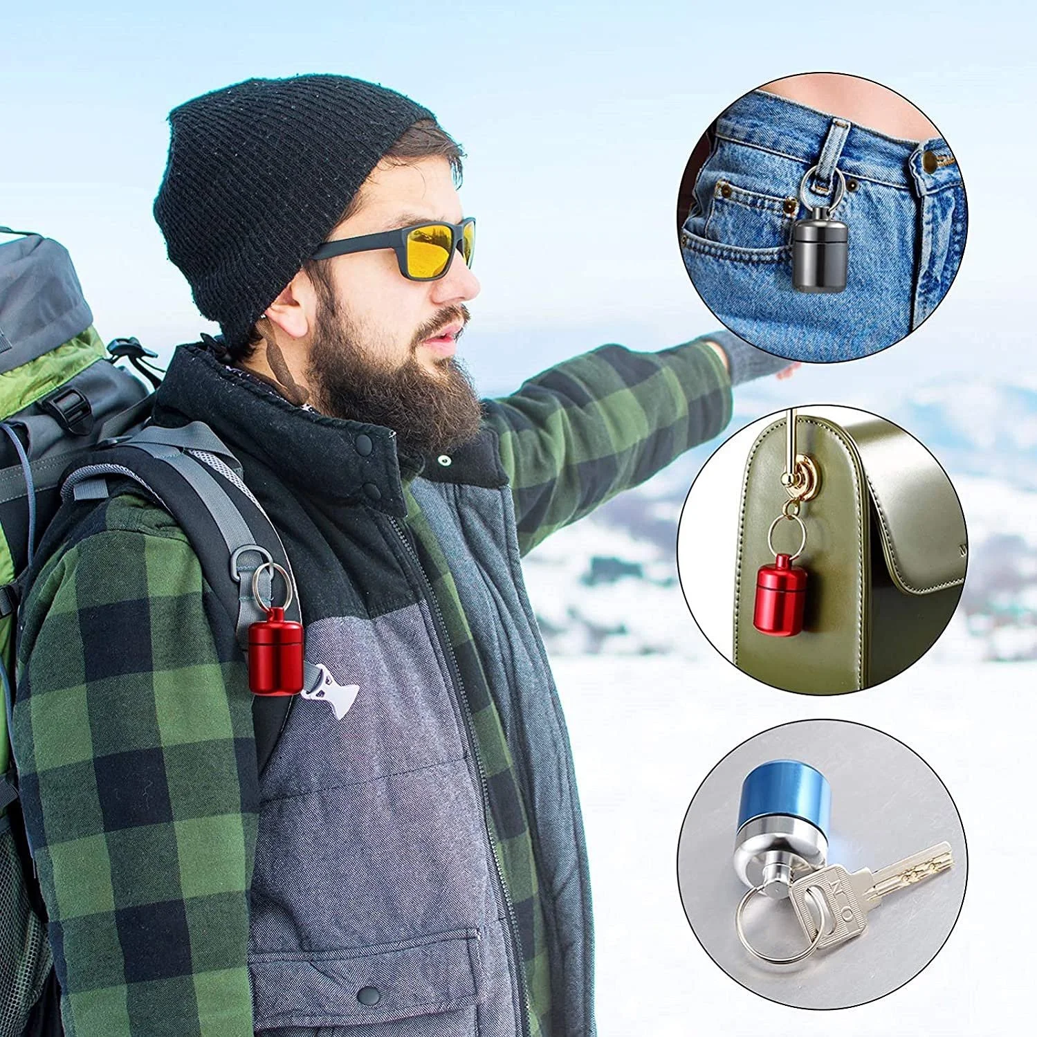 Брелок Eruinfang 4 шт. Водонепроникний брелок Портативний для подорожей, вулиці, кемпінгу, фото №5