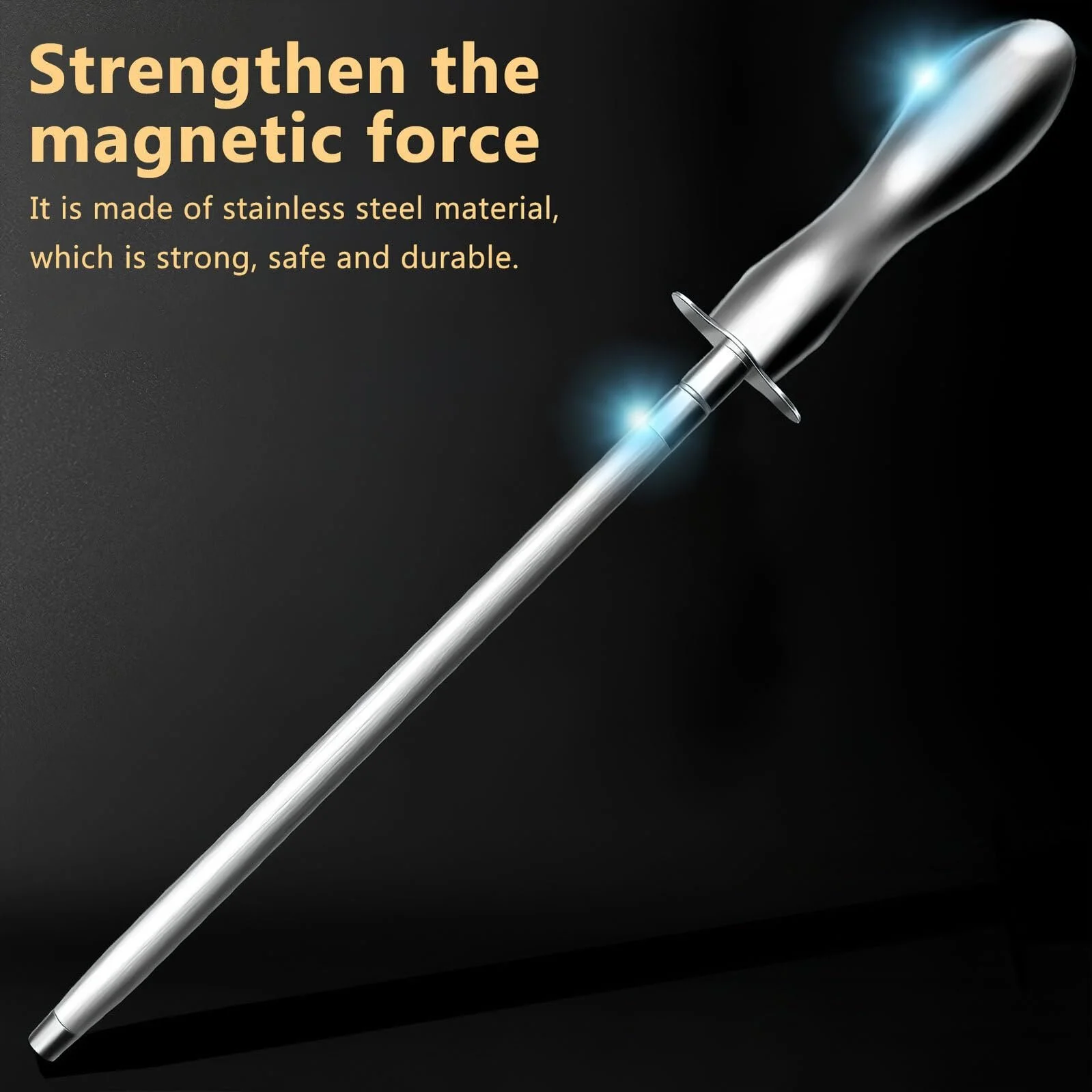 Мусат сталевий з ергономічною ручкою та великою шліфувальною поверхнею для кухонних ножів та інструментів, фото №5