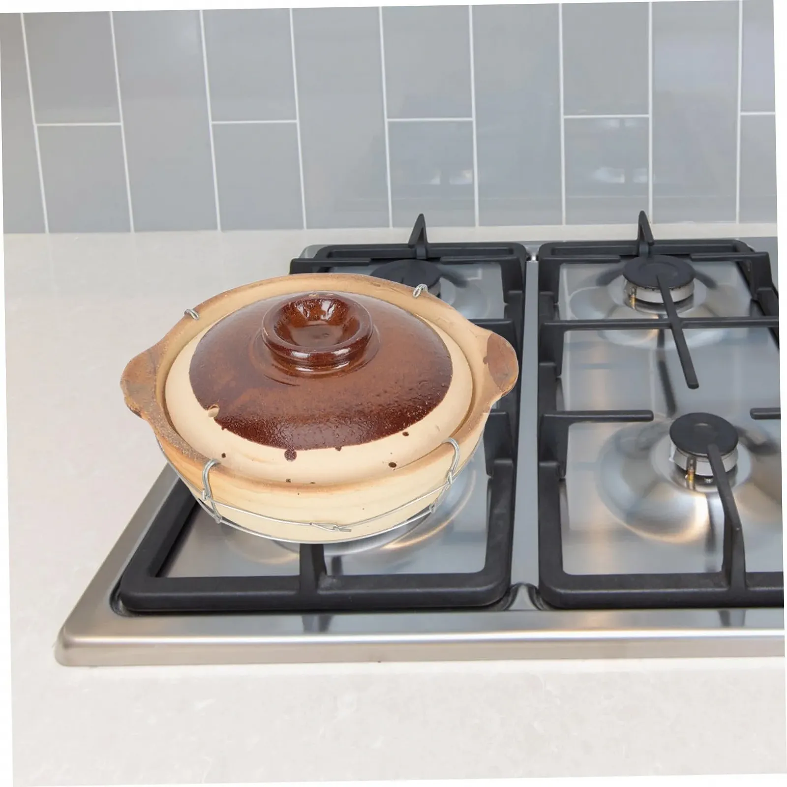 Кастрюля-кокотница VALICLUD Глиняная с ручкой и пароотводом, фото №6