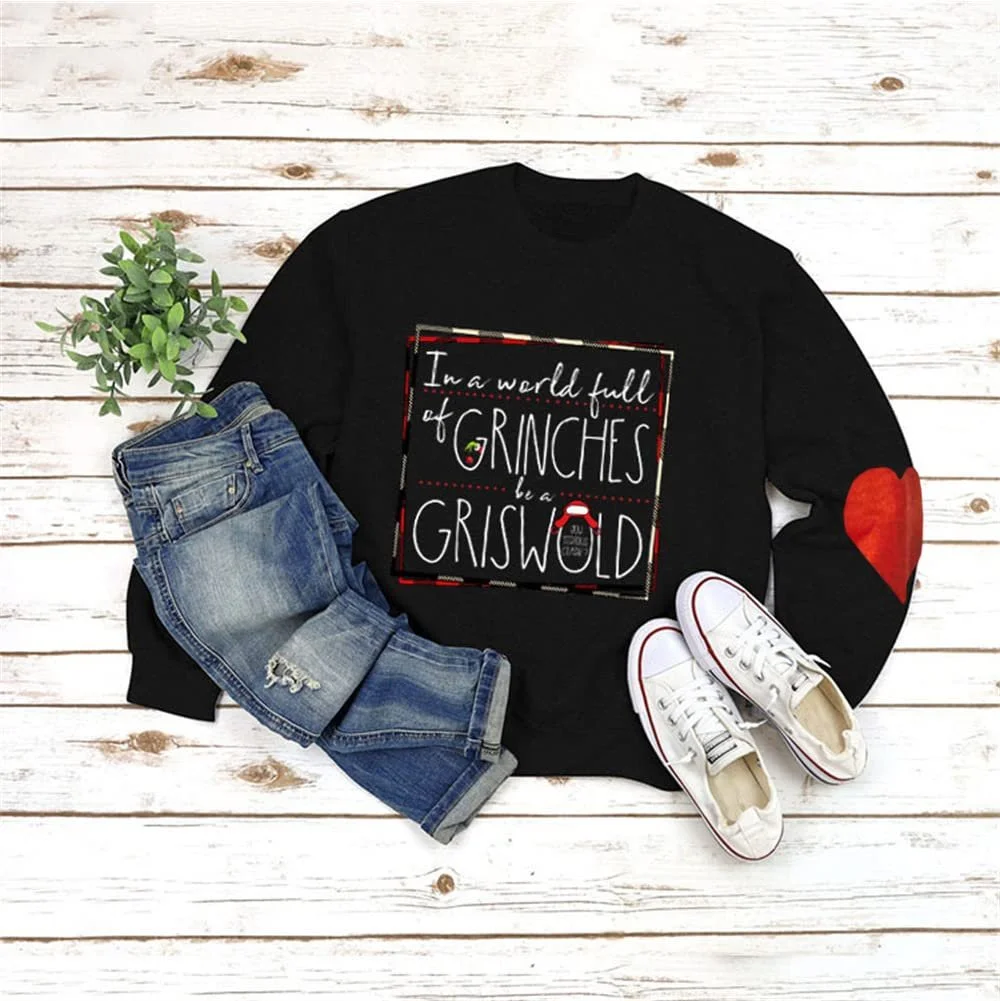 Женские рождественские свитшоты Griswold Kpop Harajuku Худи с длинными рукавами с красными сердечками, фото №3