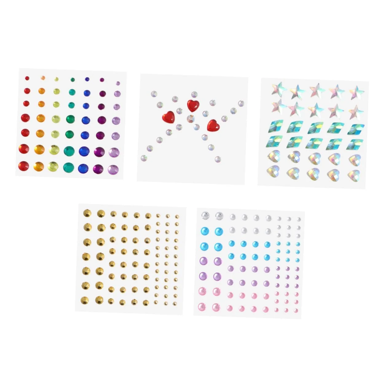 Стрази Healvian для макіяжу, 5 аркушів, блискучі камені для очей та обличчя для святкового макіяжу, фото №1