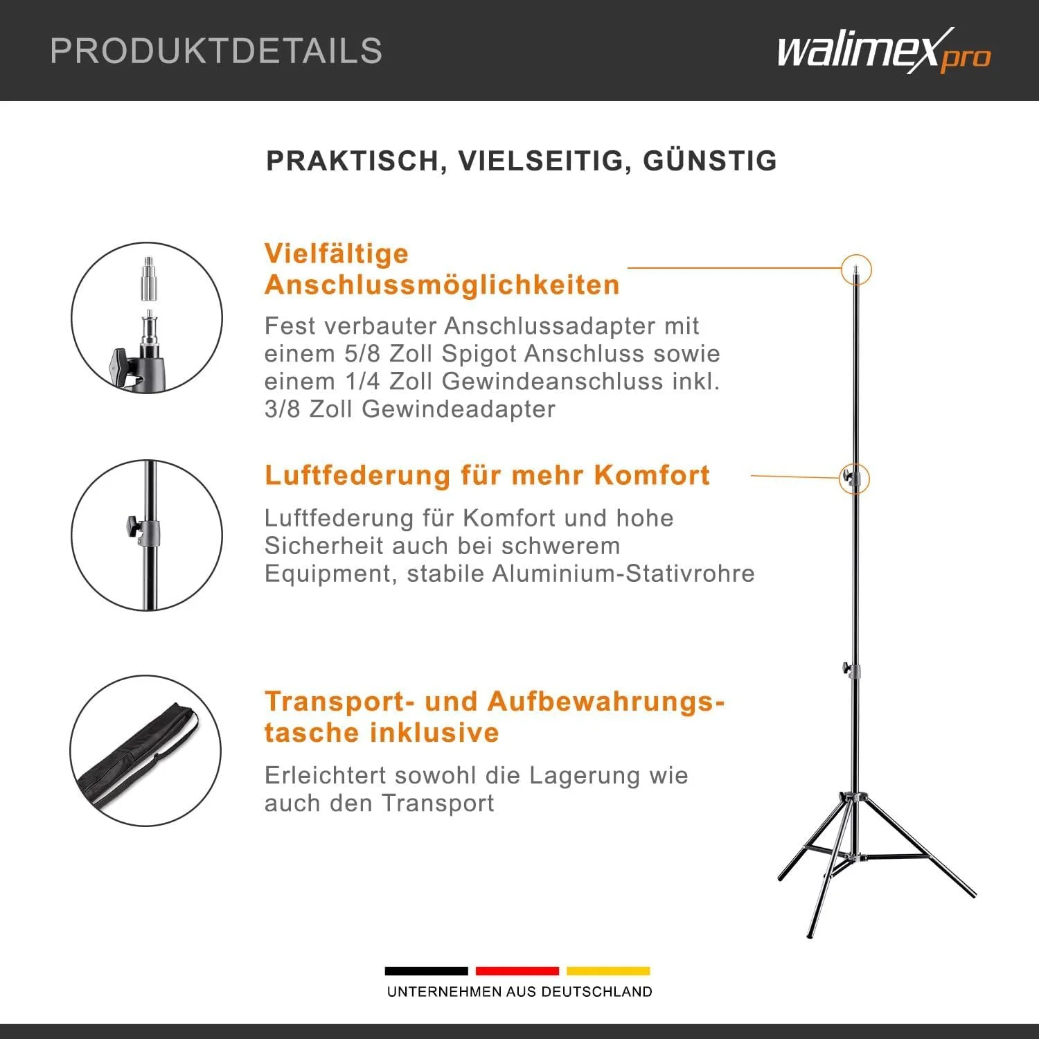 Штатив Walimex Pro Air 200 2 м Черный, фото №2