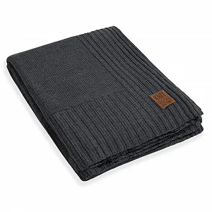 Покривало KNIT FACTORY Однотонна Вязана XL Антрацит 195 x 225 см - Фото 1