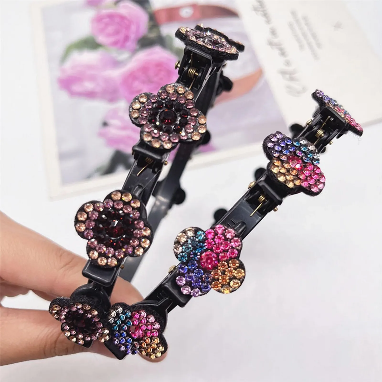 Обруч для волосся з кліпсами ZAHD, 3 шт., плетений, фото №4