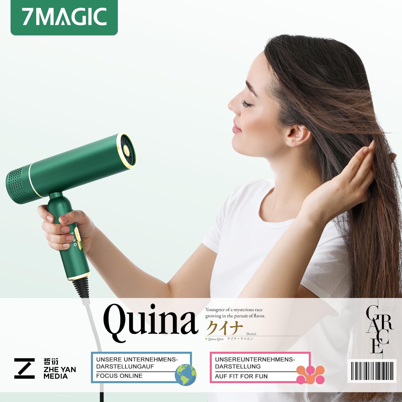 Фен 7MAGIC з дифузором, дорожній, складаний, 1600 Вт, зелений, фото №7