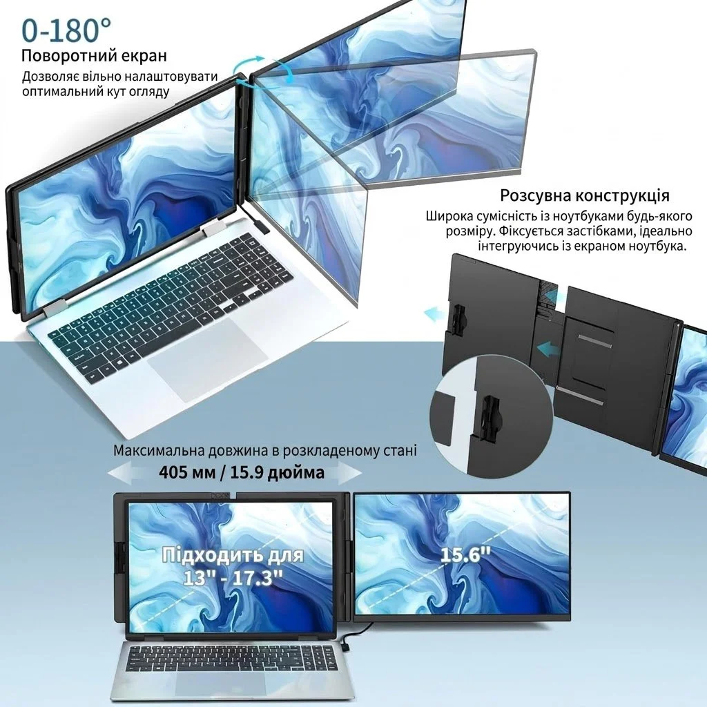 Монітор портативний 15.6" Cevaton P5 Full HD IPS 60 Гц, фото №3