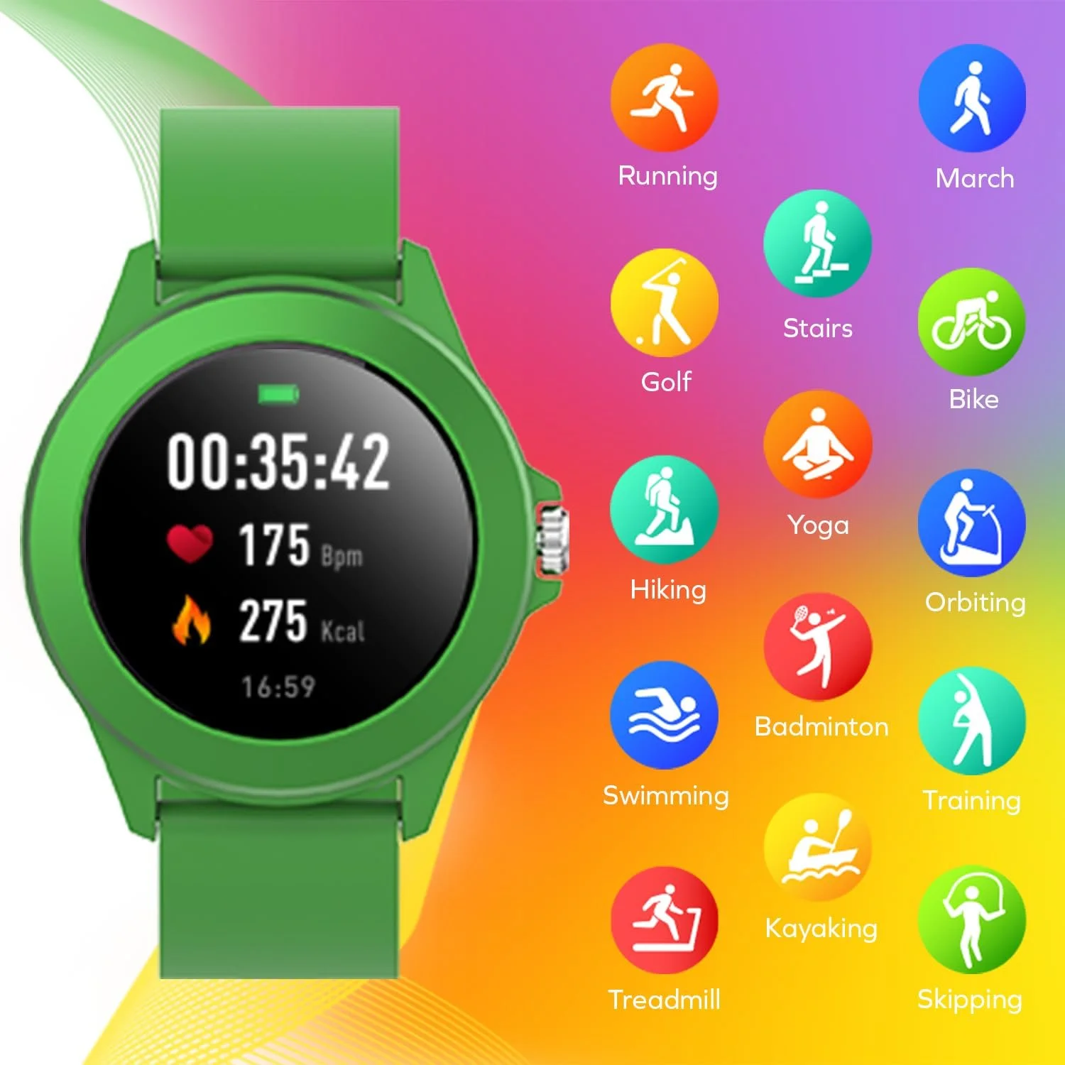 Смартчасы FOREVER Colorum CW-300 Зеленый Водонепроницаемый IP68, фото №6