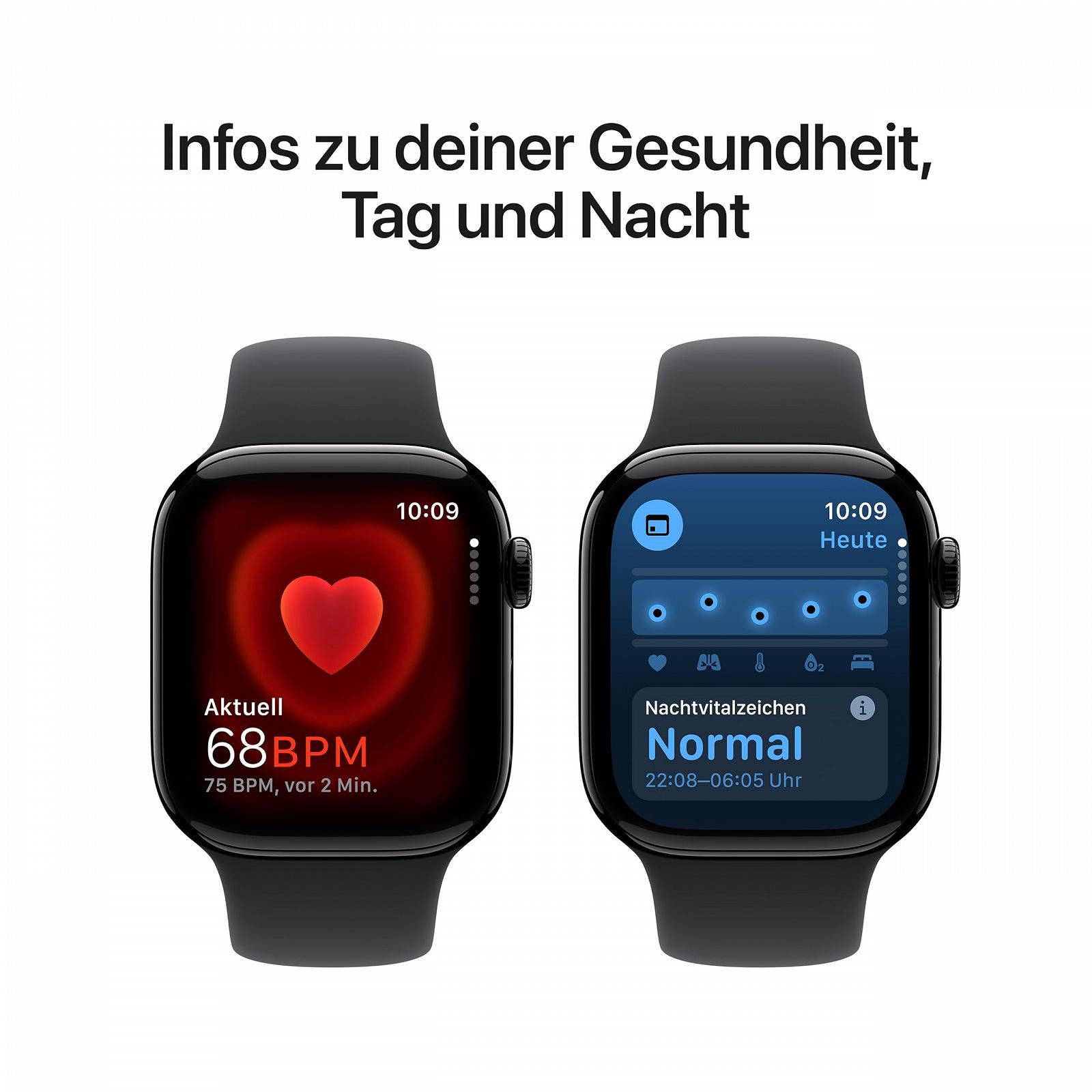 Смартгодинник Apple Series 10 (GPS 42 мм) з чорним алюмінієвим корпусом Diamond і чорним спортивним ремінцем (S/M). Фітнес-трекер, додаток ЕКГ, дисплей Always-On Retina, водозахист, фото №5