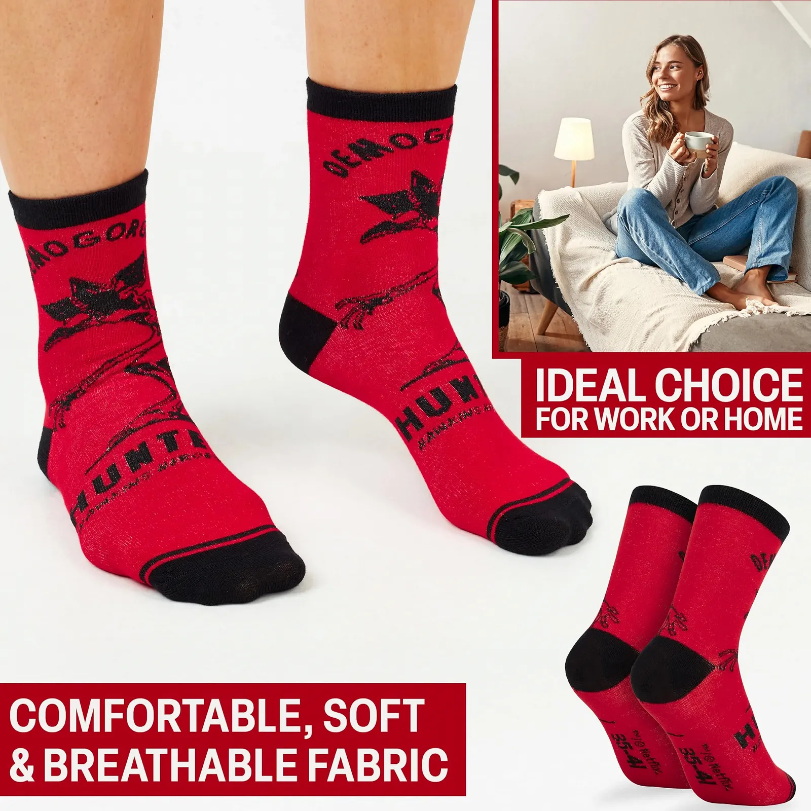 Носки Stranger Things, смешные, для женщин и подростков, набор 5 пар - Размер 35-41, красочные, хлопковые, подарок для женщин, фото №3