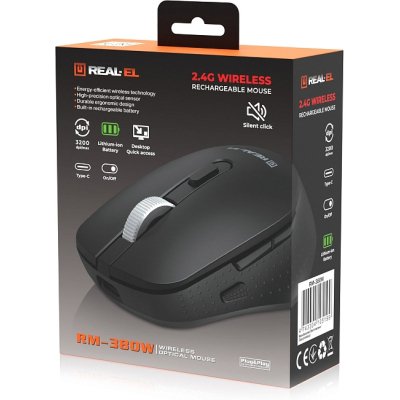Мышка REAL-EL RM-380W Wireless Black (EL123200057), фото №9 Мышка REAL-EL RM-380W Wireless Black (EL123200057), фото №9