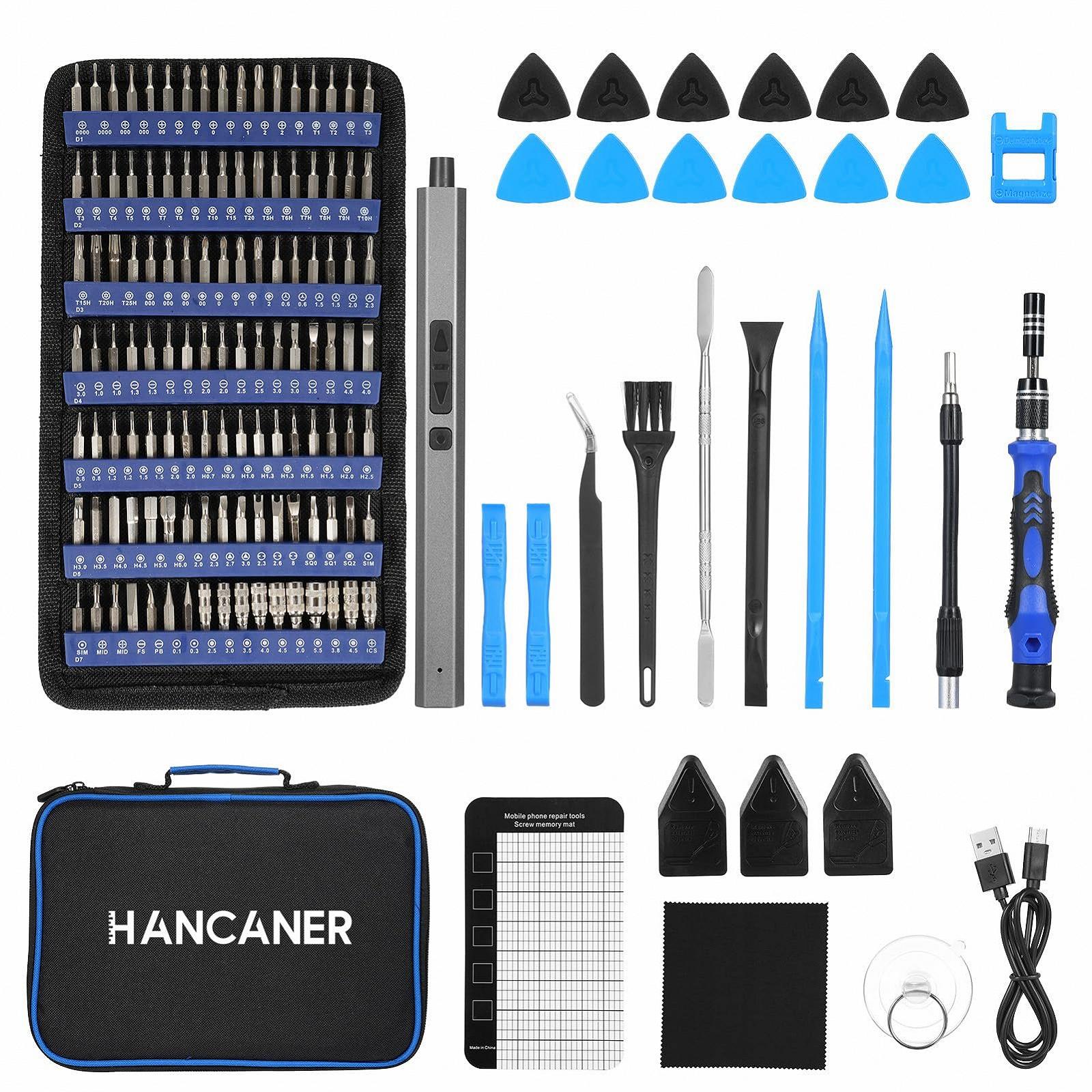 Викрутка Hancaner Mini Electric 152 в 1 з акумулятором та ручним управлінням 0.15-0.35 Н·м, LED підсвітка, 119 біт для ноутбука, ПК, телефонів, камер, годинників, фото №1