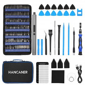 Викрутка Hancaner Mini Electric 152 в 1 з акумулятором та ручним управлінням 0.15-0.35 Н·м, LED підсвітка, 119 біт для ноутбука, ПК, телефонів, камер, годинників - Фото 1
