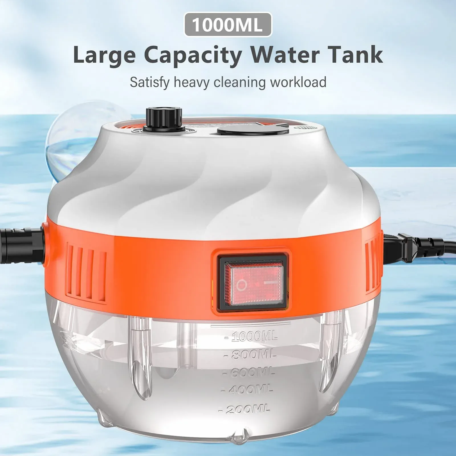 Ручний пароочисник 2500 W 3 Bar 19x15x13 см портативний з щітками, фото №5