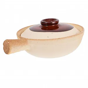 Керамическая кастрюля GALPADA с крышкой терракотовая для духовки и рисовых блюд - Фото 1