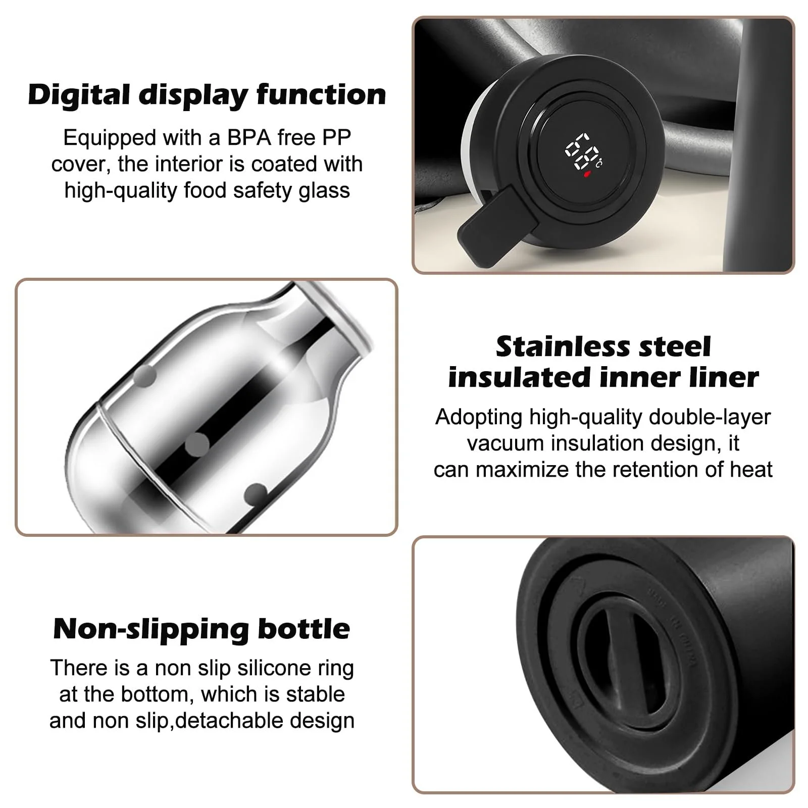 Термос-кавник 1 Літр Ізольований Кавник Термос з Дисплеєм Температури, фото №3