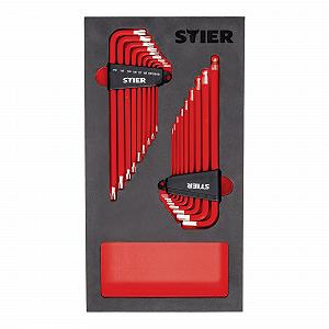 Купити Набір шестигранних викруток STIER 6KT/TX 18 штук в м'якій пінній вставці (EVA) з високоякісної хром-ванадієвої сталі - Фото 1 Набір шестигранних викруток STIER 6KT/TX 18 штук в м'якій пінній вставці (EVA) з високоякісної хром-ванадієвої сталі - Фото 1