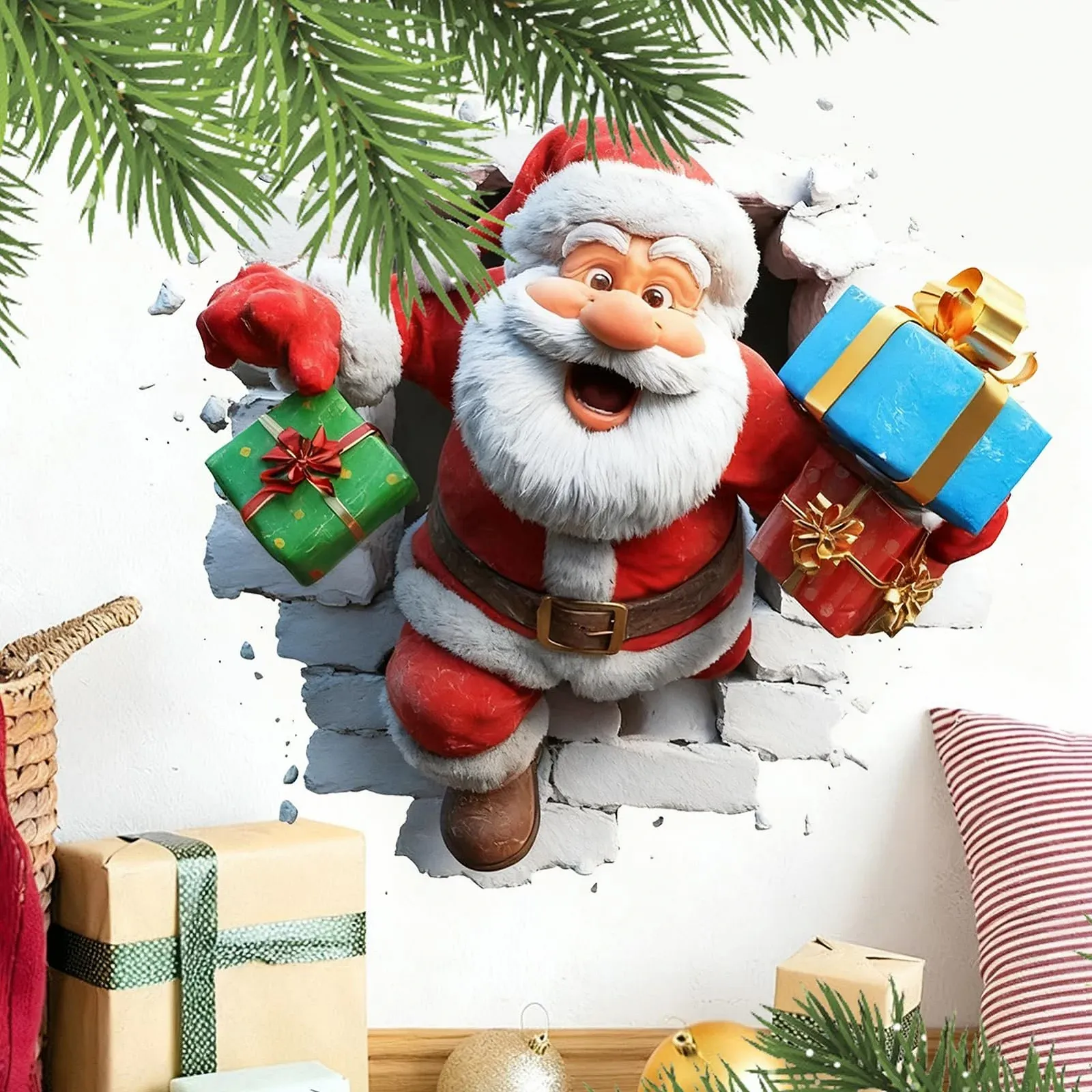 Наклейка на стіну 3D Santa Claus Christmas Sticker, фото №2 Наклейка на стіну 3D Santa Claus Christmas Sticker, фото №2