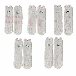 Шкарпетки з котами (5 пар), М'які пухнасті - Фото 1