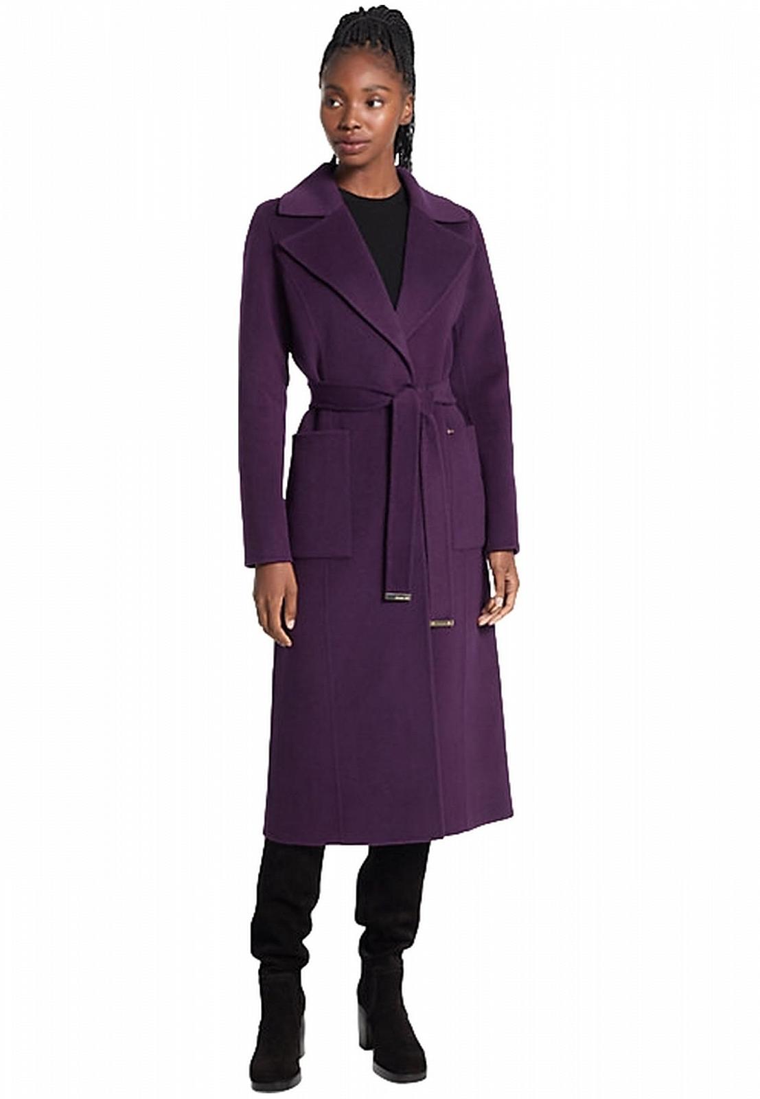 Пальто Michael Kors Довге Двостороннє з Фіолетовим Поясом, фото №1