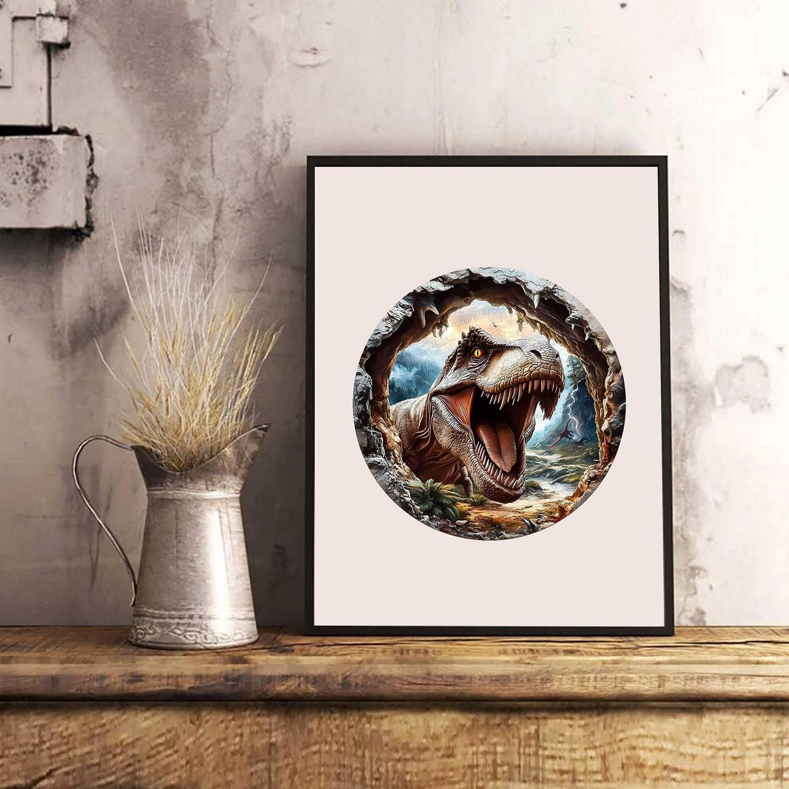 Дерев'яний 3D-пазл T-Rex Dinosaur 300 елементів Дерев'яна коробка Міні-мольберт, фото №6