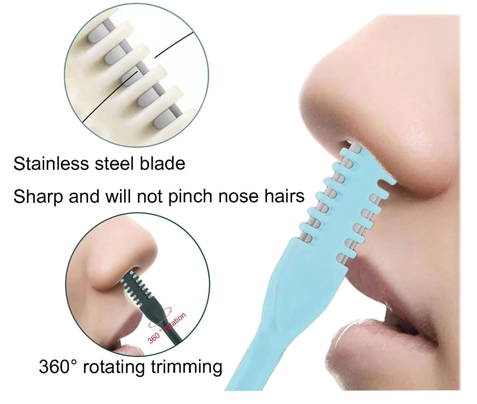 Тример MINZHI Manual Nose Hair Trimmer 2-in-1 360° (набір з 10 шт) (різнокольоровий), фото №2