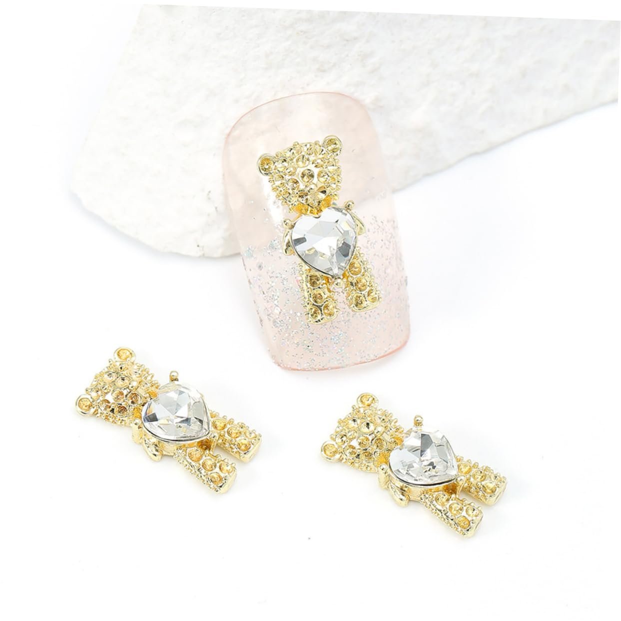 Amosfun 20 шт. украшений для ногтей, медведь, стразы для ногтей, конфеты, подвеска для ногтей, плоская задняя часть, маникюр, DIY, металл, мелкие ювелирные изделия, 3D патч, фото №7