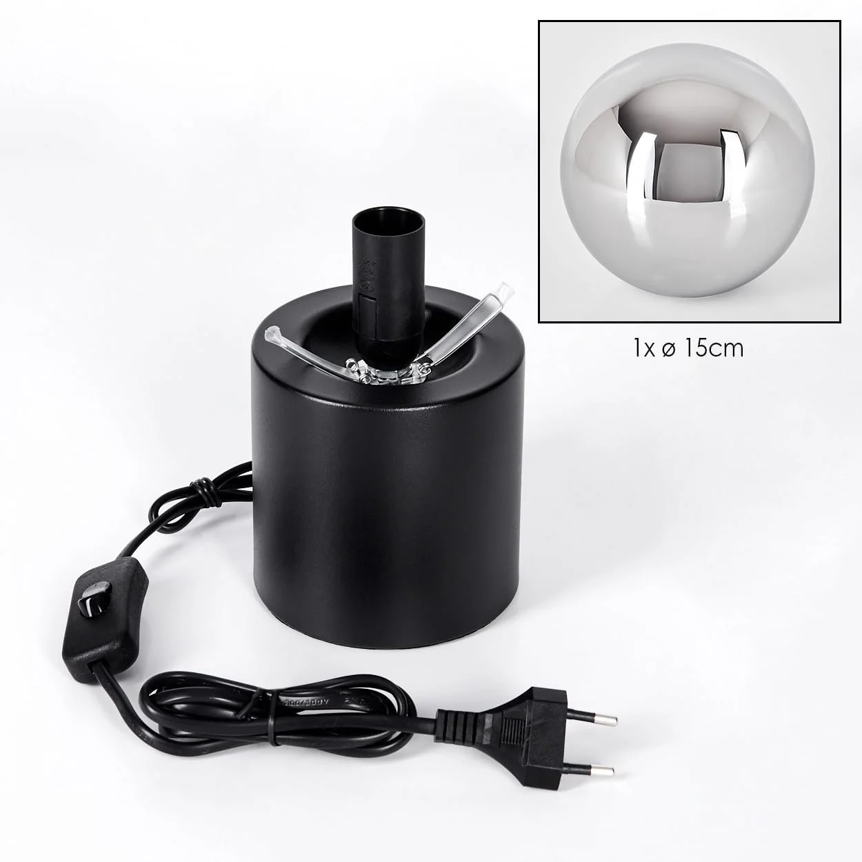 Настільна лампа HOFSTEIN Gastor Metal / Glass Retro/Vintage E14 Black / Chrome / Smoke, фото №6