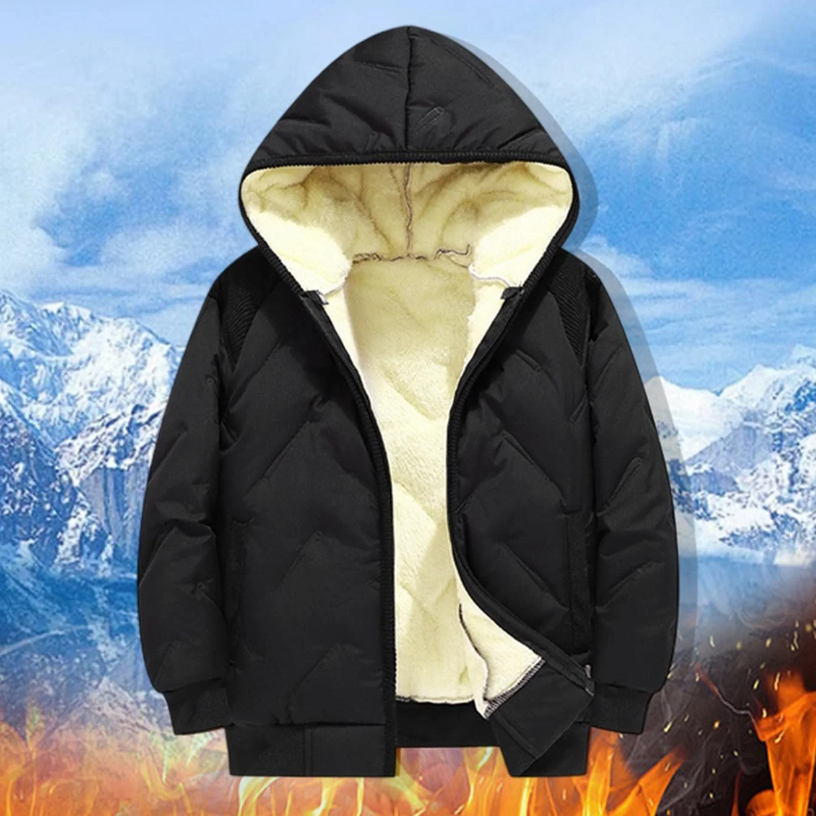 Зимняя Куртка для Мальчиков Generisch с Флисовой Подкладкой Утепленная Теплая Куртка для Детей Подростков Ветрозащитная для Холодной Погоды для Активного Отдыха с Тисненым Дизайном, фото №3