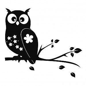 Наклейка на стіну kleb-Drauf Сова на гілці матова 17 x 19 см Чорна - Фото 1
