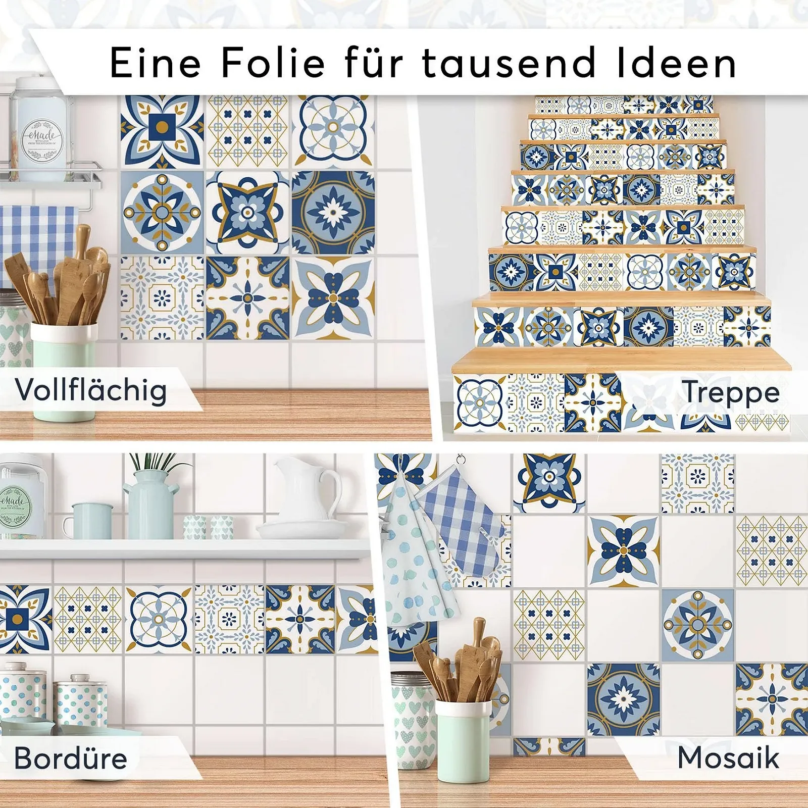 Наклейка на плитку creatisto Візерунчастий бірюзовий орнамент 9 шт 20 x 20 cm Самоклеюча, фото №8