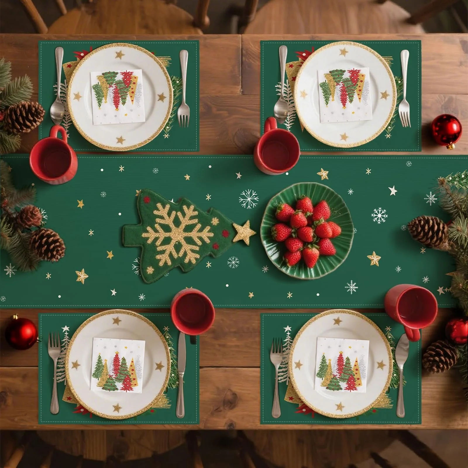 Набір для декору столу ZWJD Christmas Green 40 x 140 см, фото №3 Набір для декору столу ZWJD Christmas Green 40 x 140 см, фото №3