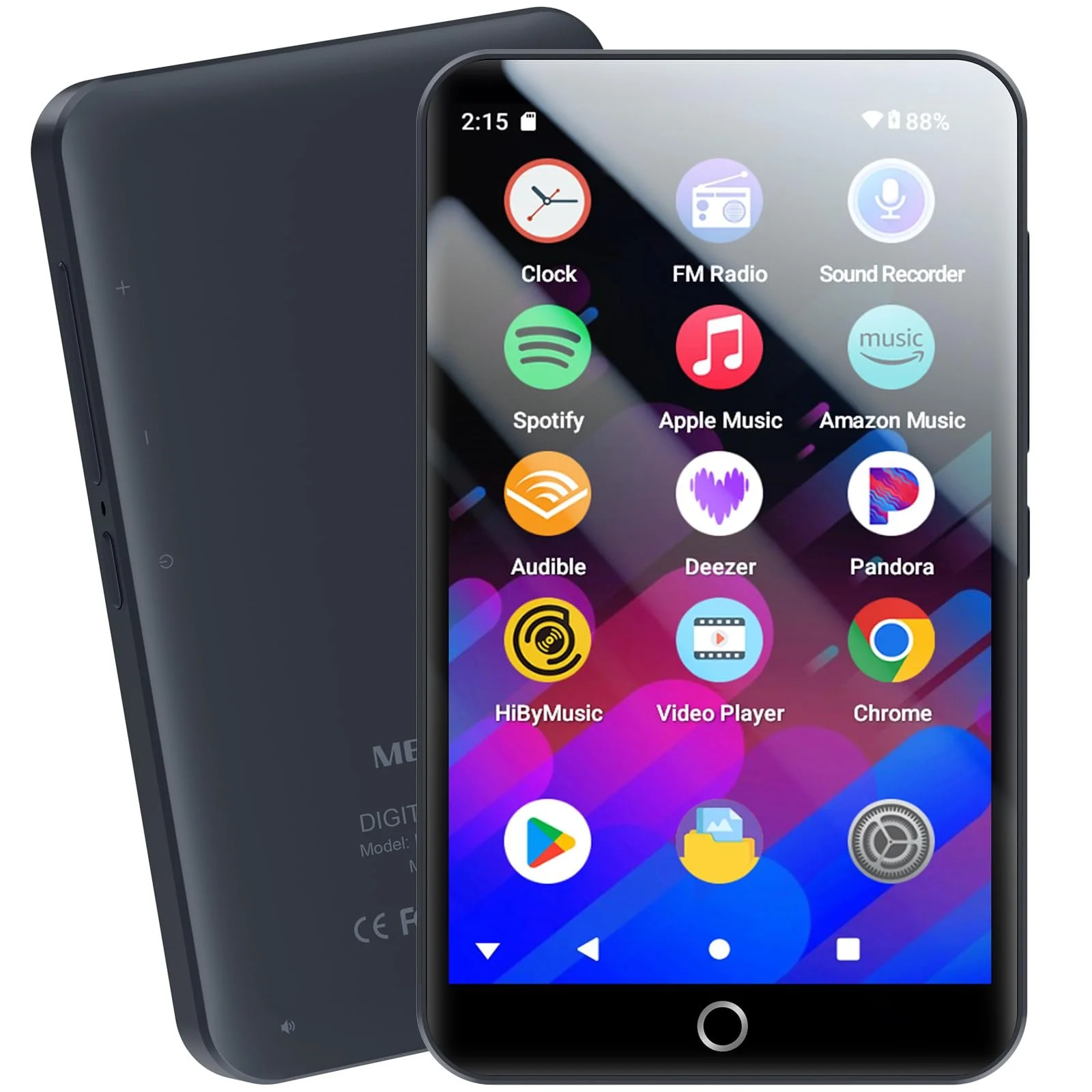 MP3-плеер Spotify с WiFi Bluetooth, 4-дюймовый сенсорный экран, Android 13 MP4-плеер, Audible совместимый, FM-радио, Amazon Music, Deezer, Pandora, Play Store, 96 ГБ, фото №1
