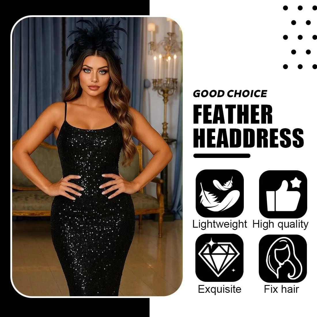 Обруч на голову з пір'ям та штучними квітами, фото №3 Обруч на голову з пір'ям та штучними квітами, фото №3