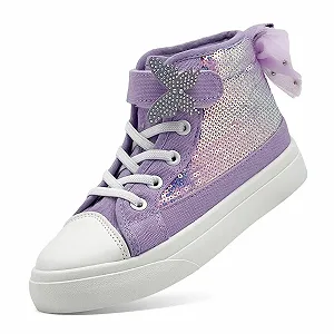 Детские Кроссовки Sharllen High-Top Glitter Холст Бант Узел Кроссовки Повседневная Кроссовки Регулируемые Ремни - Фото 1