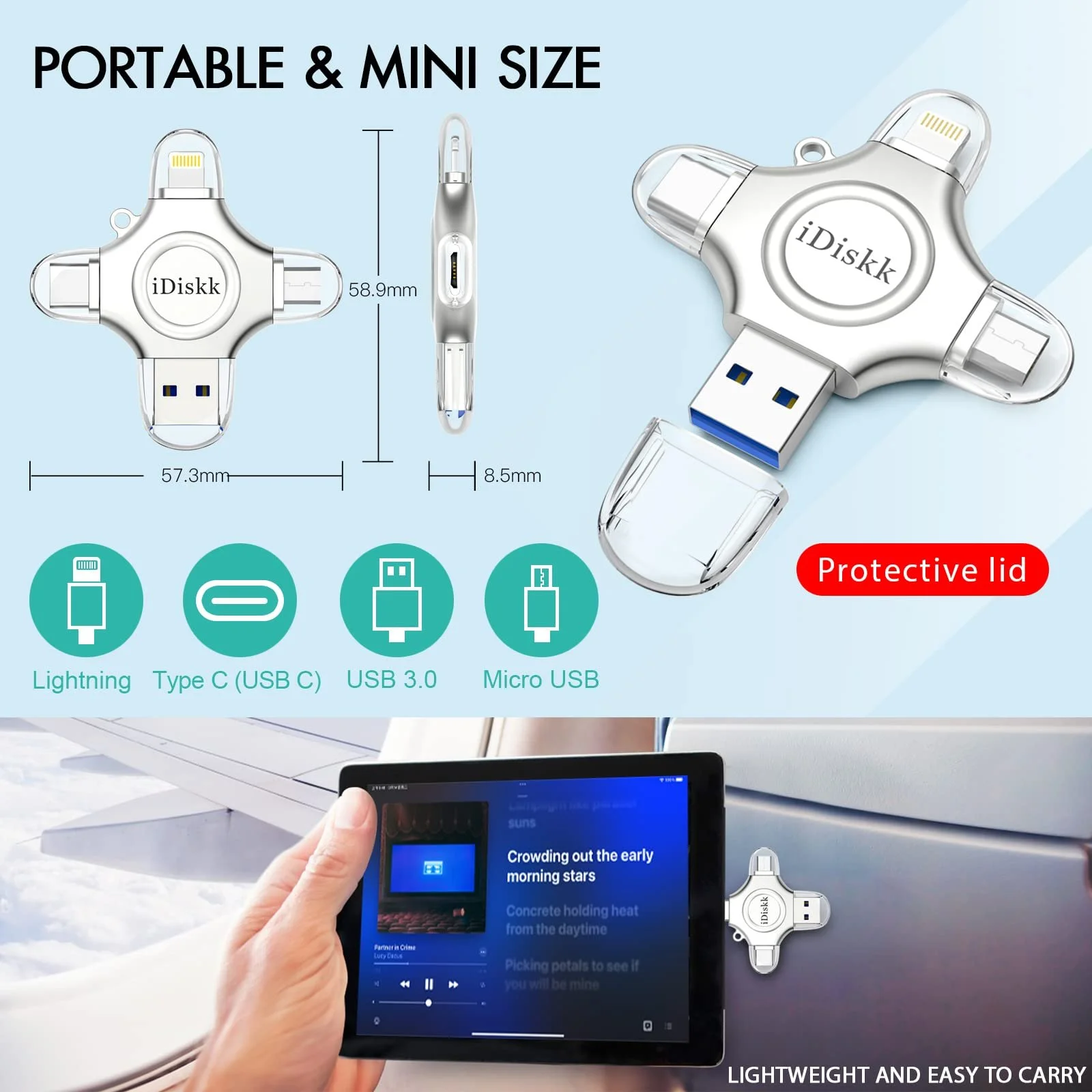 USB-накопичувач iDiskk 512 GB 4 в 1 Lightning USB-C Micro USB USB 3.0, фото №3 USB-накопичувач iDiskk 512 GB 4 в 1 Lightning USB-C Micro USB USB 3.0, фото №3