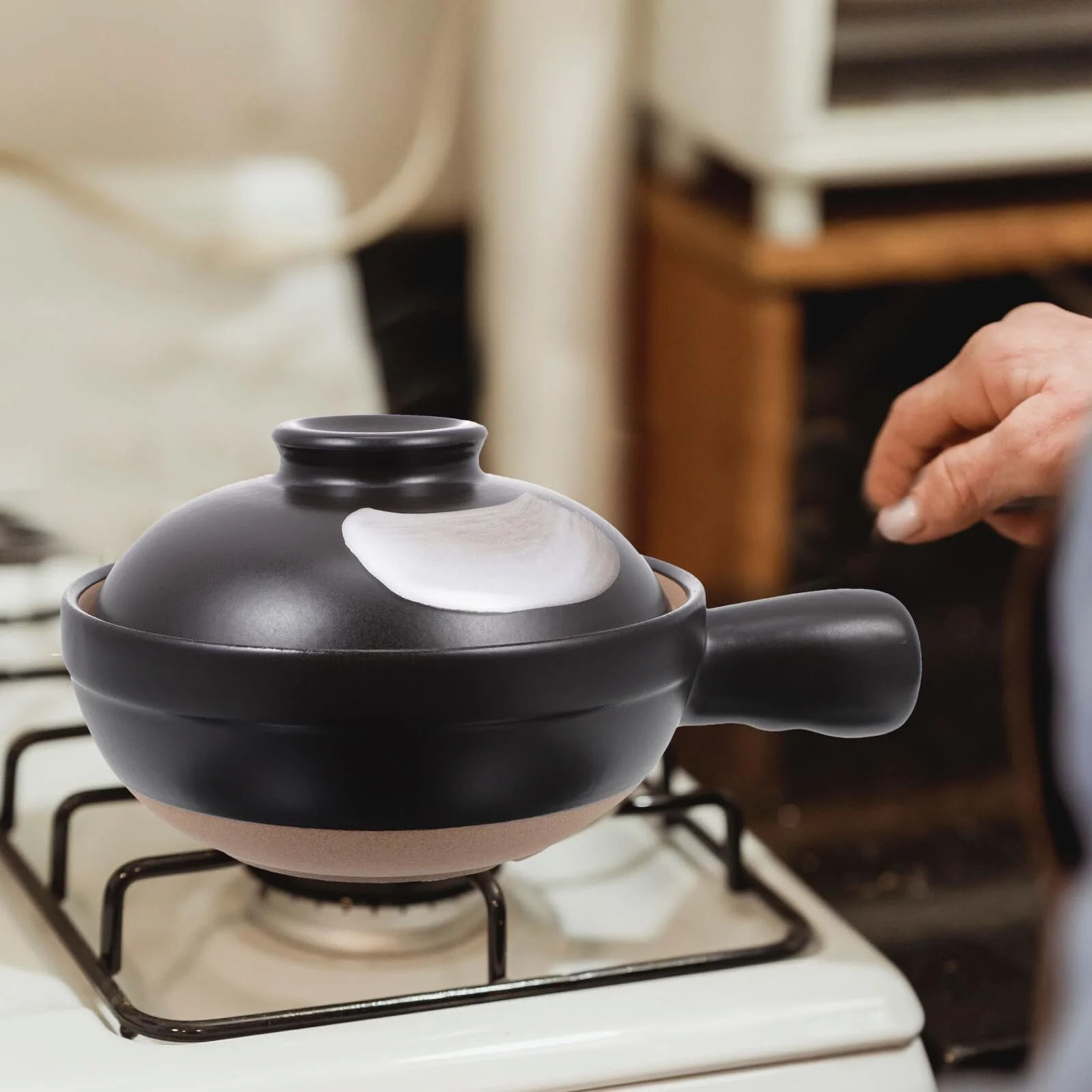 Кастрюля-кессероль NUOBESTY керамическая с крышкой термостойкая для супа и риса из фарфоровой глины, фото №3
