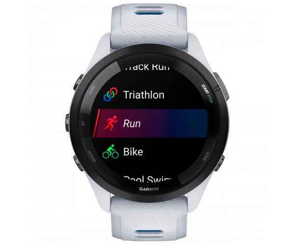 Смарт-годинник Garmin Forerunner 265 Black Bezel with Whitestone Case and Whitestone/Tidal Blue Silicone Band (010-02810-51), фото №6