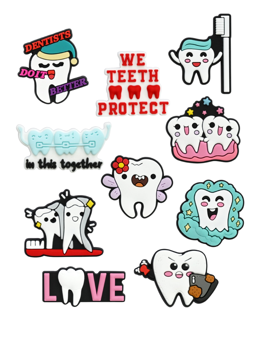 Джибітси зуби стоматолог лікар зубна щітка Tooth Dental Jibbitz 10 шт аксесуари крокс прикраса Dz_101_2, фото №1