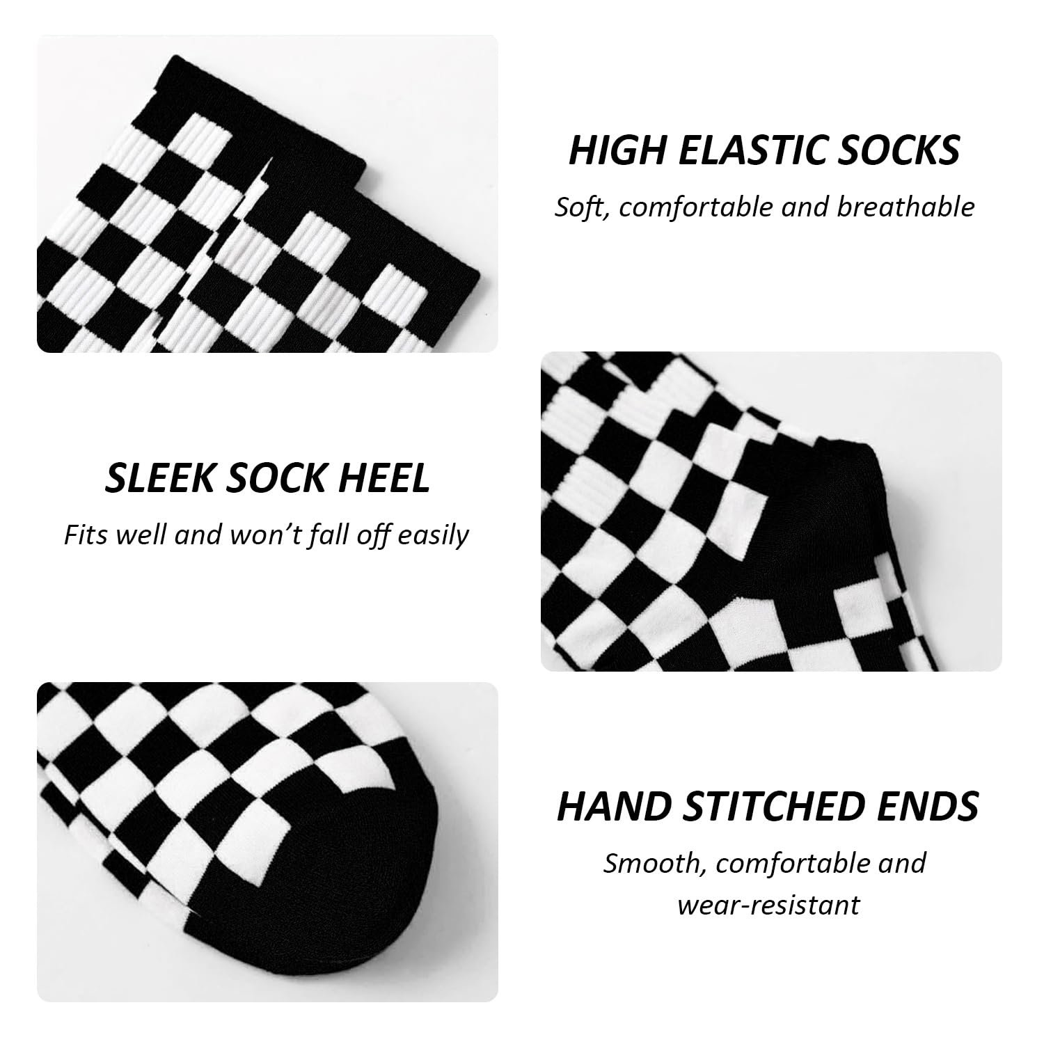 Носки в клетку Женские Модные и Трендовые Носки Спортивные Носки, 5 пар, фото №3