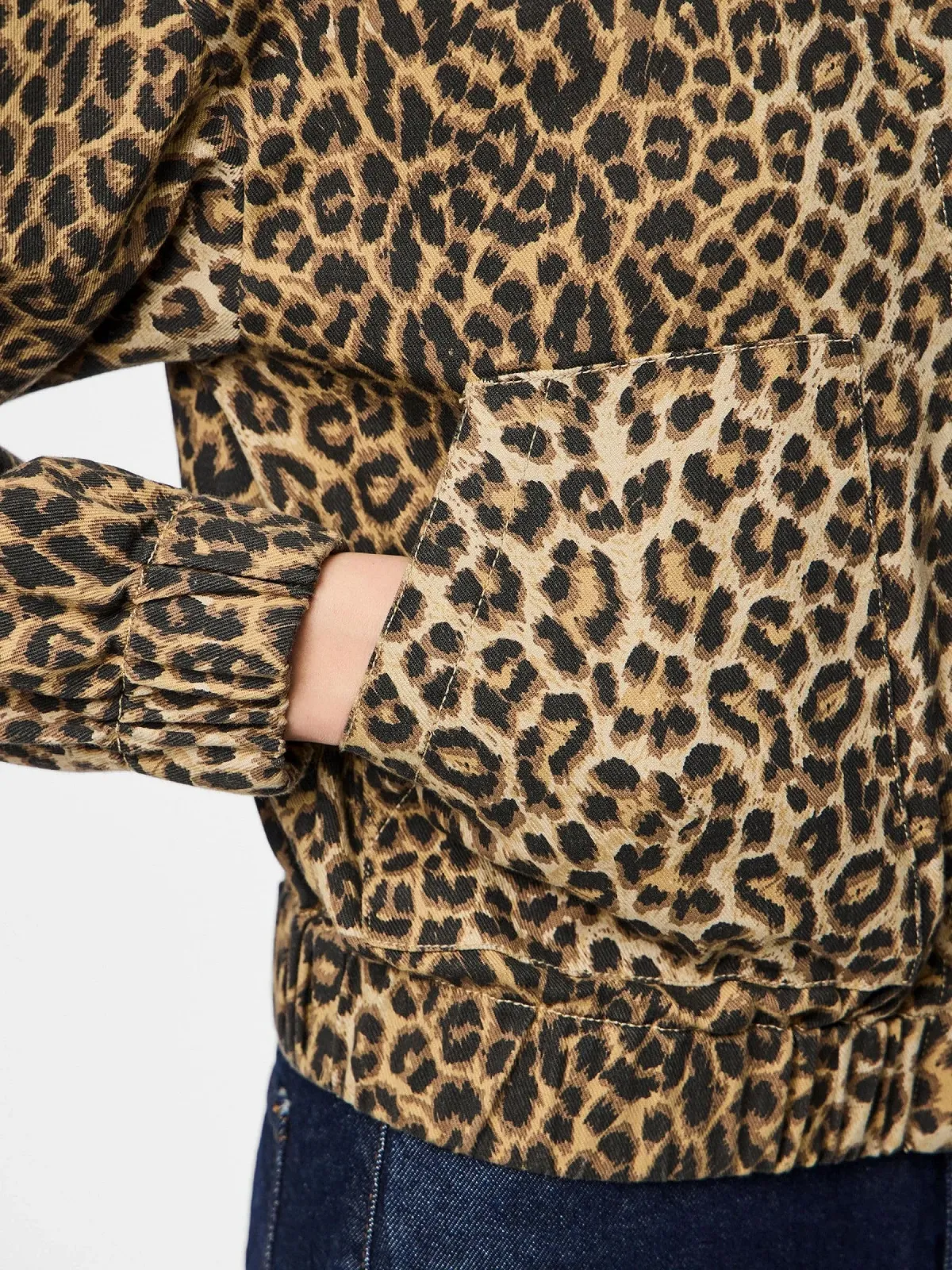 Джинсова куртка PIECES Female PCSALUME Leopard Bomber, фото №6