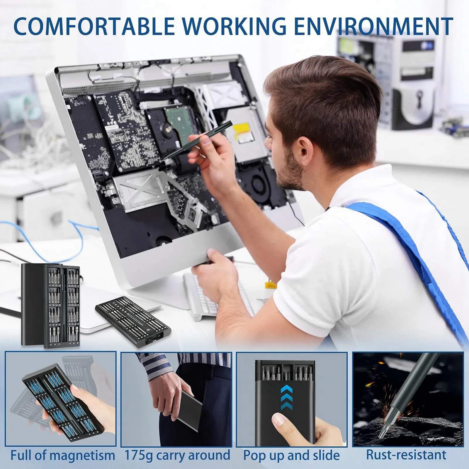 Електрична прецизійна викрутка 63-в-1 для електроніки та ноутбуків, фото №4