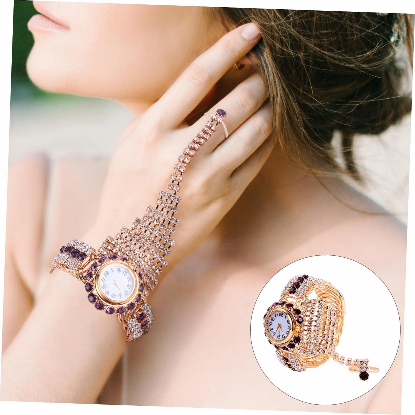 Женские часы Healvian Кварцевые с бриллиантовым набором Фиолетовый, фото №7