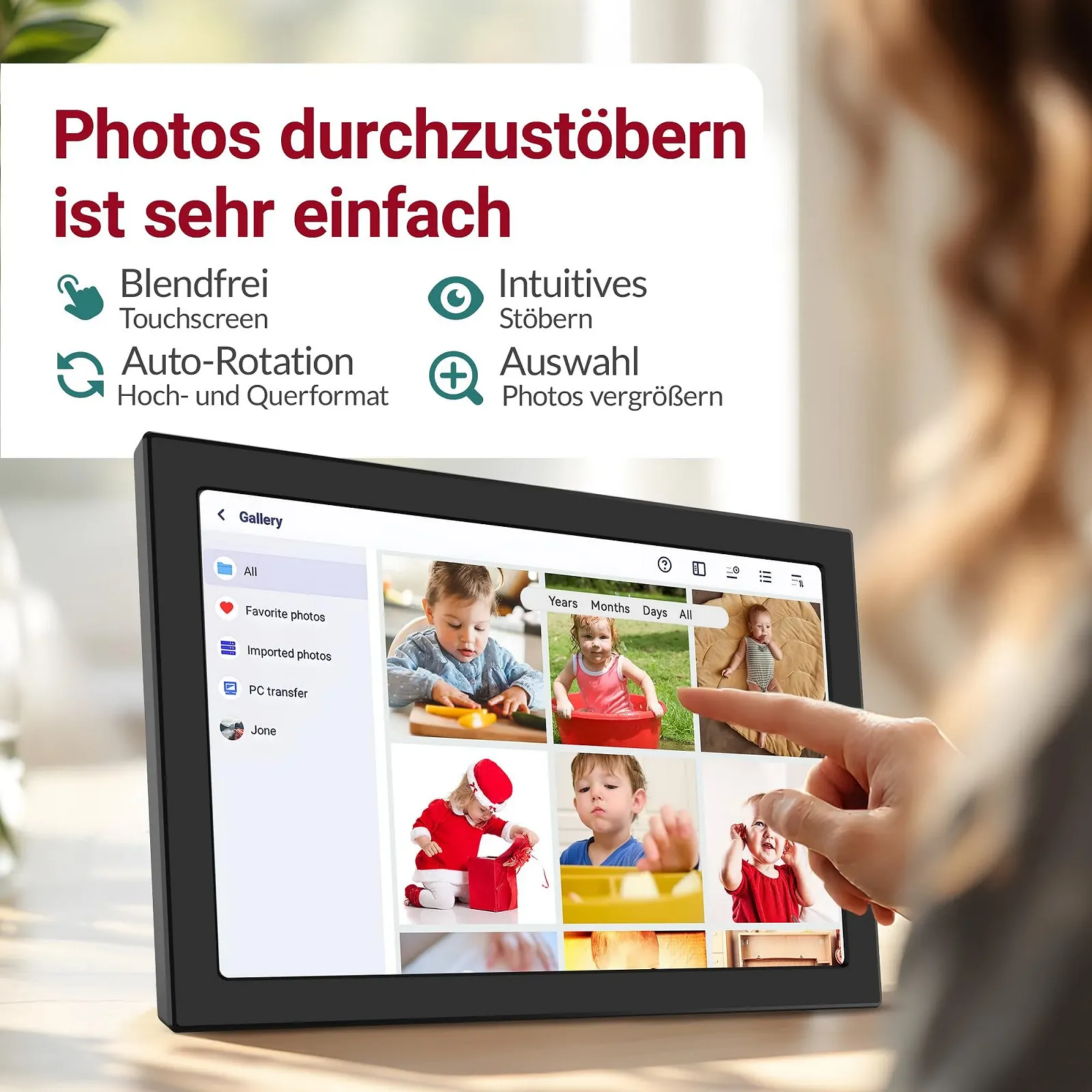 Цифровая фоторамка XORO 10.1 Inch 1280 x 800 HD IPS Touch Display 16 GB WiFi, фото №2